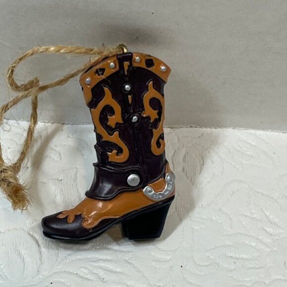Western Cowboy/Cowgirl Boot Christmas Tree Hanging Ornament 2" Tall - Picture 2 of 10